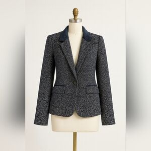 ModCloth Navy Tweed Blazer with Satin Collar – Size XL